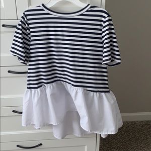 Shein blue and white stripped shirt